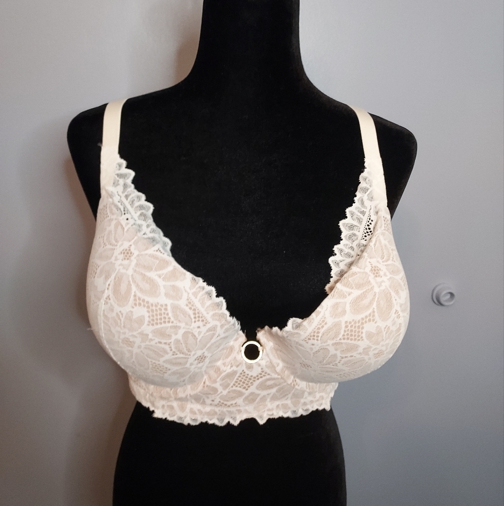 Aerie 42C Real Good White/Cream 01/22 Pushup Bra Plunge